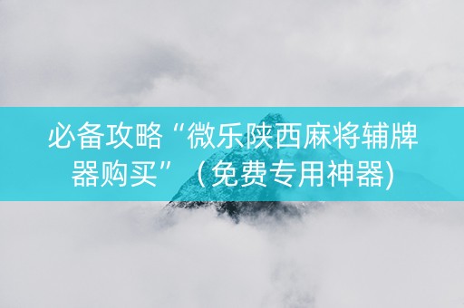 必备攻略“微乐陕西麻将辅牌器购买”（免费专用神器)