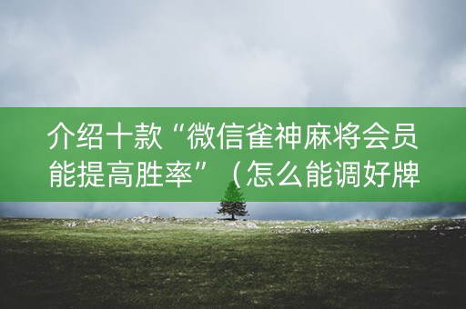 介绍十款“微信雀神麻将会员能提高胜率”（怎么能调好牌)