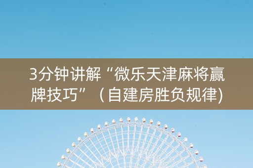 3分钟讲解“微乐天津麻将赢牌技巧”（自建房胜负规律)