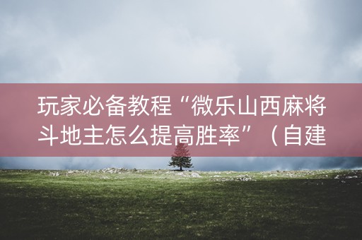 玩家必备教程“微乐山西麻将斗地主怎么提高胜率”（自建房怎么拿好牌)