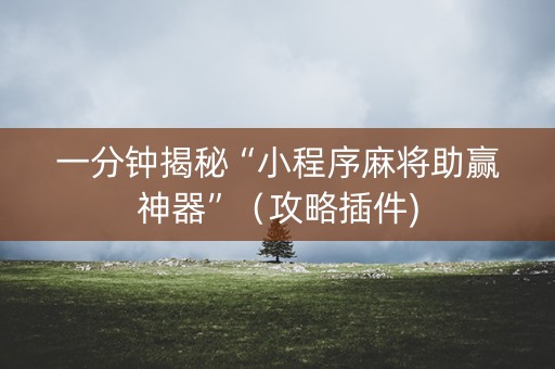 一分钟揭秘“小程序麻将助赢神器”（攻略插件)