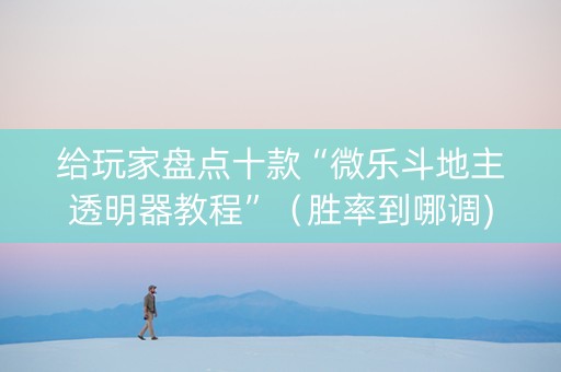 给玩家盘点十款“微乐斗地主透明器教程”（胜率到哪调)