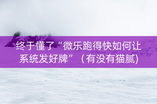 终于懂了“微乐跑得快如何让系统发好牌”（有没有猫腻)