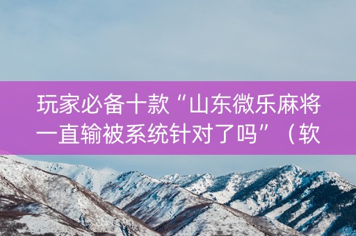 玩家必备十款“山东微乐麻将一直输被系统针对了吗”（软挂神器)