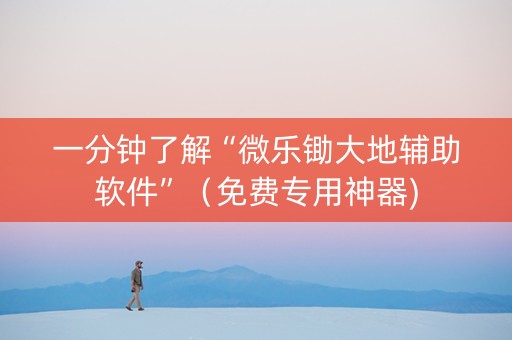 一分钟了解“微乐锄大地辅助软件”（免费专用神器)