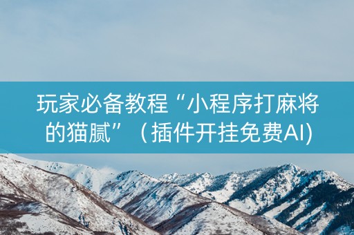 玩家必备教程“小程序打麻将的猫腻”（插件开挂免费AI)