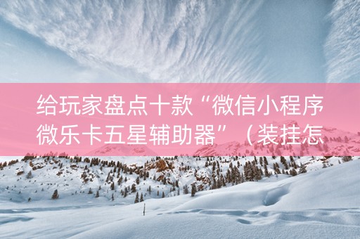 给玩家盘点十款“微信小程序微乐卡五星辅助器”（装挂怎么安装)