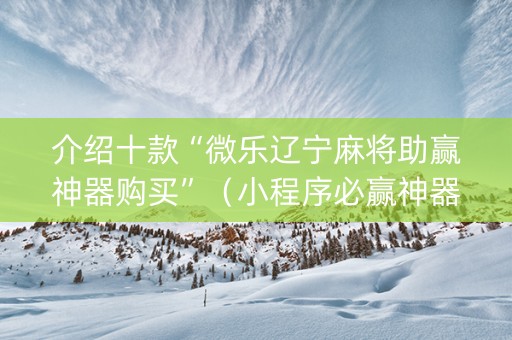 介绍十款“微乐辽宁麻将助赢神器购买”（小程序必赢神器)