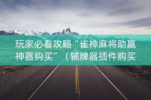 玩家必看攻略“雀神麻将助赢神器购买”（辅牌器插件购买)