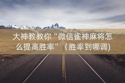 大神教教你“微信雀神麻将怎么提高胜率”（胜率到哪调)