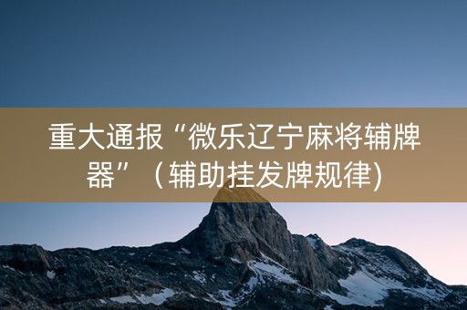 重大通报“微乐辽宁麻将辅牌器”（辅助挂发牌规律)