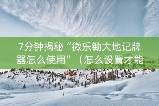 7分钟揭秘“微乐锄大地记牌器怎么使用”（怎么设置才能赢)