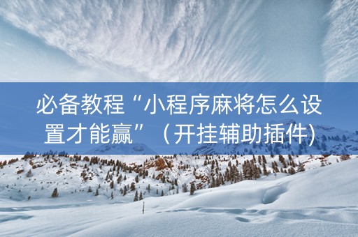 必备教程“小程序麻将怎么设置才能赢”（开挂辅助插件)