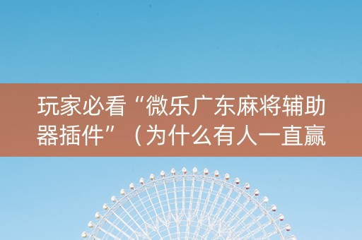 玩家必看“微乐广东麻将辅助器插件”（为什么有人一直赢)