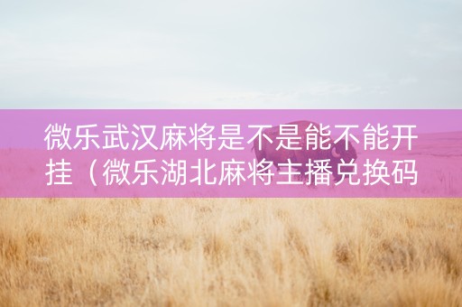 微乐武汉麻将是不是能不能开挂（微乐湖北麻将主播兑换码）