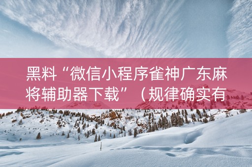黑料“微信小程序雀神广东麻将辅助器下载”（规律确实有挂)