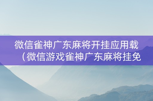 微信雀神广东麻将开挂应用载（微信游戏雀神广东麻将挂免费）