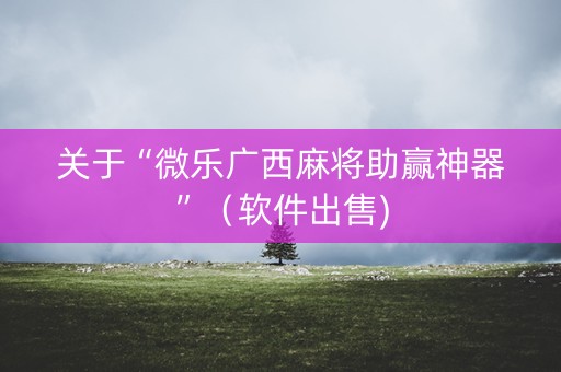 关于“微乐广西麻将助赢神器”（软件出售)