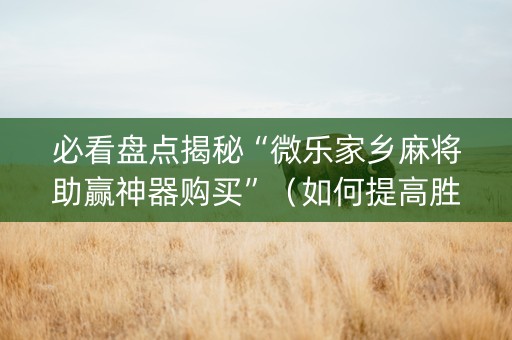 必看盘点揭秘“微乐家乡麻将助赢神器购买”（如何提高胜率)