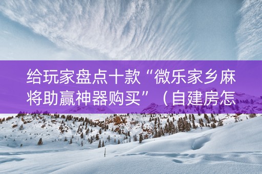 给玩家盘点十款“微乐家乡麻将助赢神器购买”（自建房怎么拿好牌)