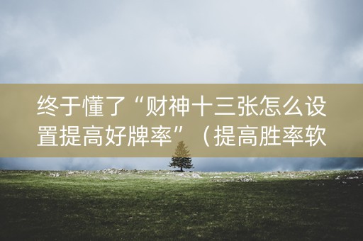 终于懂了“财神十三张怎么设置提高好牌率”（提高胜率软件)