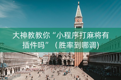 大神教教你“小程序打麻将有插件吗”（胜率到哪调)