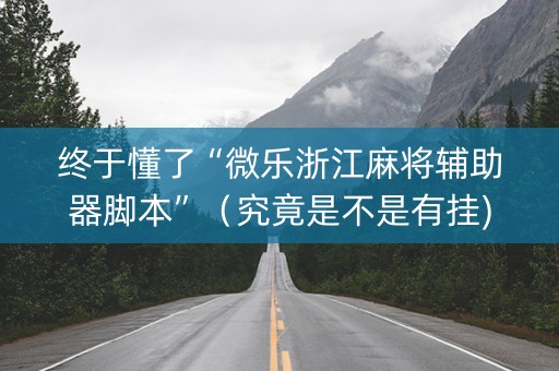 终于懂了“微乐浙江麻将辅助器脚本”（究竟是不是有挂)