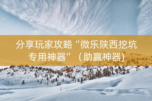 分享玩家攻略“微乐陕西挖坑专用神器”（助赢神器)