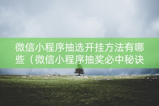 微信小程序抽选开挂方法有哪些（微信小程序抽奖必中秘诀）