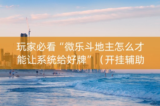玩家必看“微乐斗地主怎么才能让系统给好牌”（开挂辅助插件)