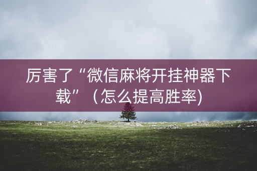 厉害了“微信麻将开挂神器下载”（怎么提高胜率)