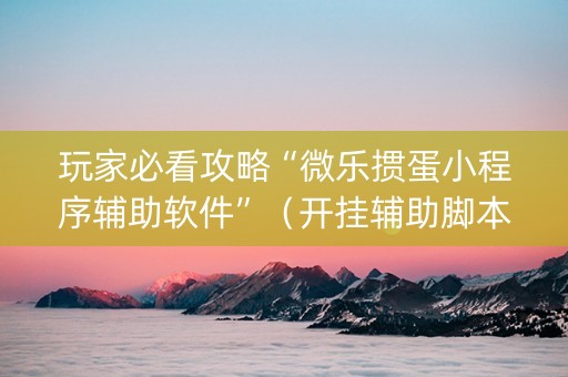 玩家必看攻略“微乐掼蛋小程序辅助软件”（开挂辅助脚本)