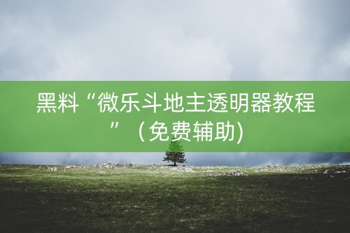 黑料“微乐斗地主透明器教程”（免费辅助)