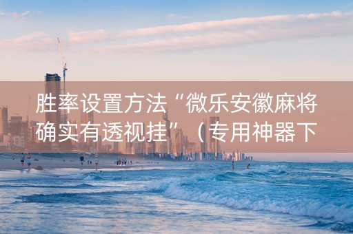 胜率设置方法“微乐安徽麻将确实有透视挂”（专用神器下载)