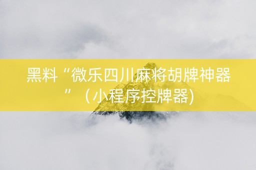 黑料“微乐四川麻将胡牌神器”（小程序控牌器)