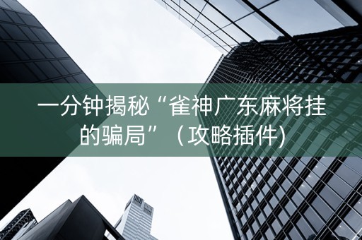 一分钟揭秘“雀神广东麻将挂的骗局”（攻略插件)