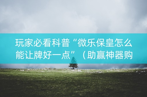 玩家必看科普“微乐保皇怎么能让牌好一点”（助赢神器购买)