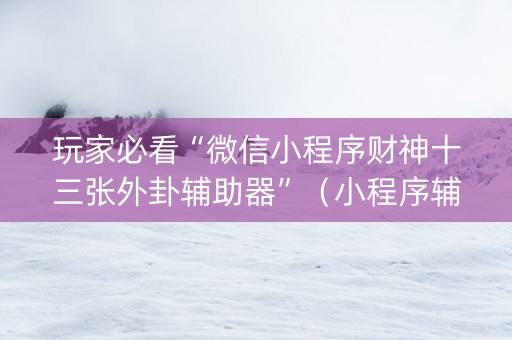 玩家必看“微信小程序财神十三张外卦辅助器”（小程序辅助软件)