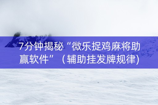 7分钟揭秘“微乐捉鸡麻将助赢软件”（辅助挂发牌规律)