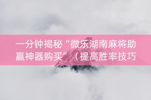 一分钟揭秘“微乐湖南麻将助赢神器购买”（提高胜率技巧)