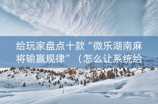 给玩家盘点十款“微乐湖南麻将输赢规律”（怎么让系统给自己好牌)