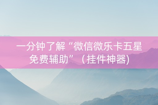 一分钟了解“微信微乐卡五星免费辅助”（挂件神器)