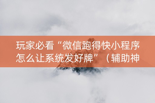 玩家必看“微信跑得快小程序怎么让系统发好牌”（辅助神器免费)