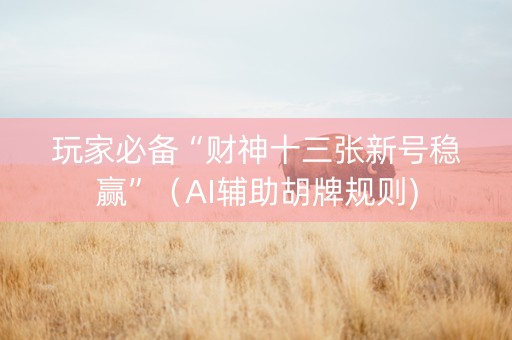 玩家必备“财神十三张新号稳赢”（AI辅助胡牌规则)