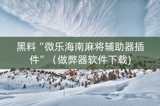黑料“微乐海南麻将辅助器插件”（做弊器软件下载)