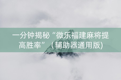 一分钟揭秘“微乐福建麻将提高胜率”（辅助器通用版)