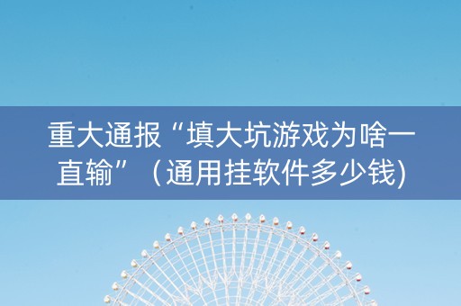 重大通报“填大坑游戏为啥一直输”（通用挂软件多少钱)