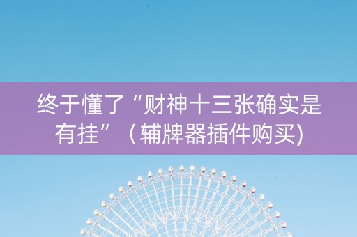 终于懂了“财神十三张确实是有挂”（辅牌器插件购买)
