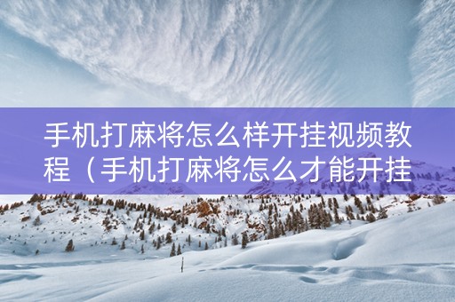 手机打麻将怎么样开挂视频教程（手机打麻将怎么才能开挂）