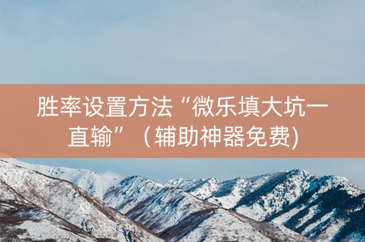 胜率设置方法“微乐填大坑一直输”（辅助神器免费)